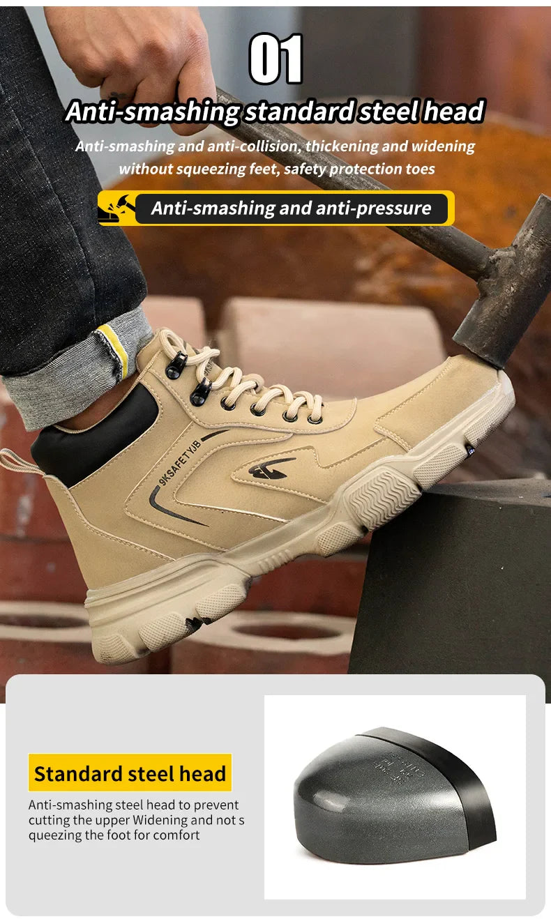 New Work Safety Boots Anti-smash Anti-puncture Steel Toe R019