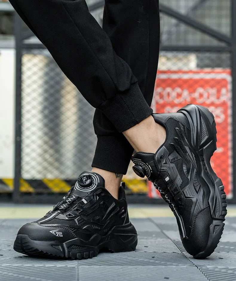 Wildking Safety Work Shoes Black Style Rotary Button R007