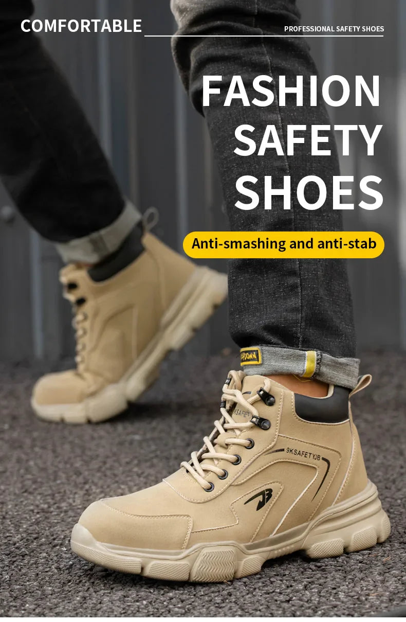 New Work Safety Boots Anti-smash Anti-puncture Steel Toe R019