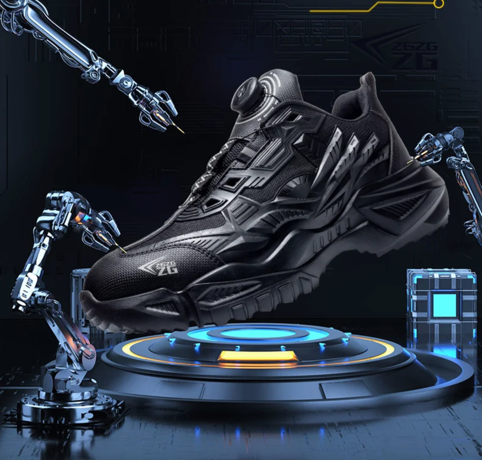 Wildking Safety Work Shoes Black Style Rotary Button R007