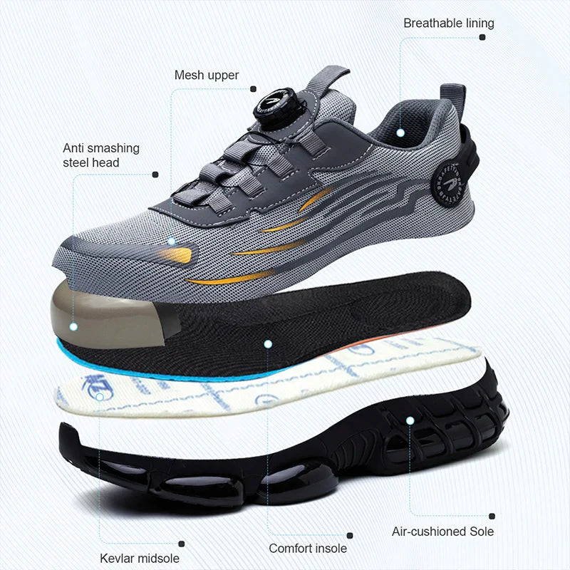 Wildking Rotating Button Safety Shoes Anti-smash Anti-puncture Work Shoes R001