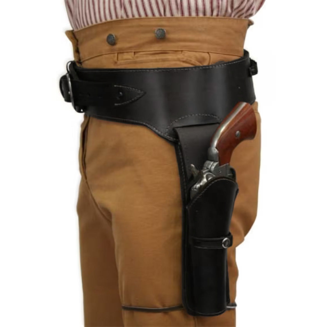 WildKing Medieval Renaissance Single Gun Holster with Belt – Vintage Leather Costume Accessory