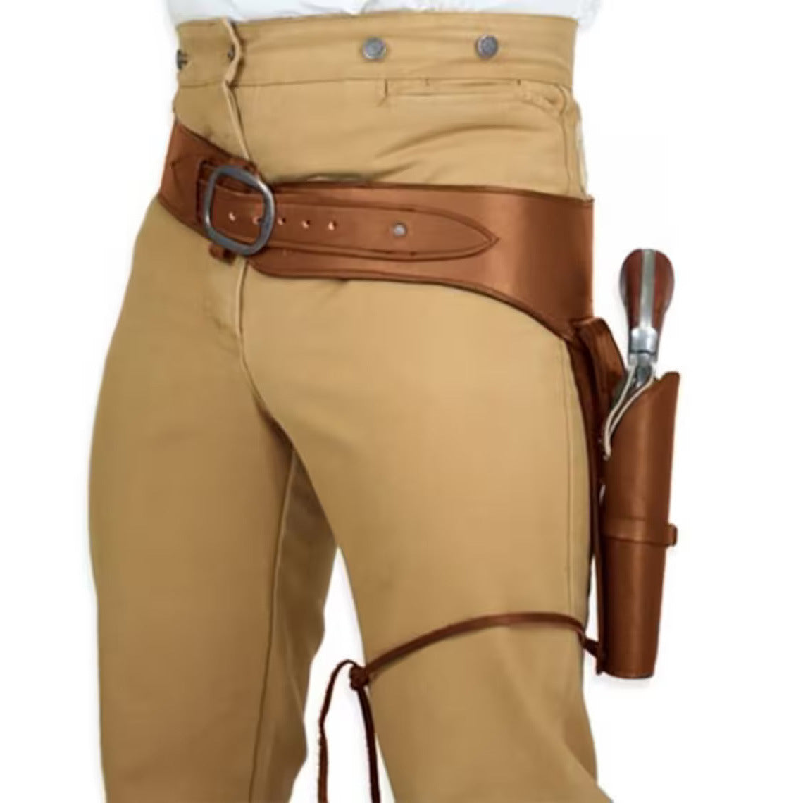 WildKing Medieval Renaissance Single Gun Holster with Belt – Vintage Leather Costume Accessory