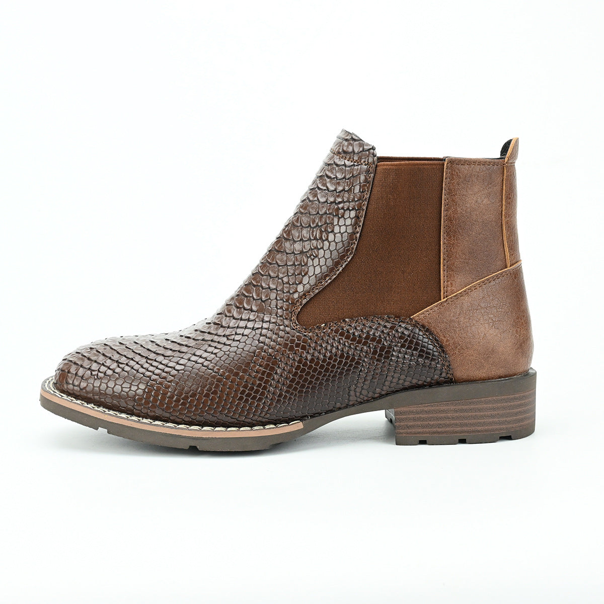 WildKing Men's Camel Pattern Chelsea Boots – Textured Ankle Boots B8026