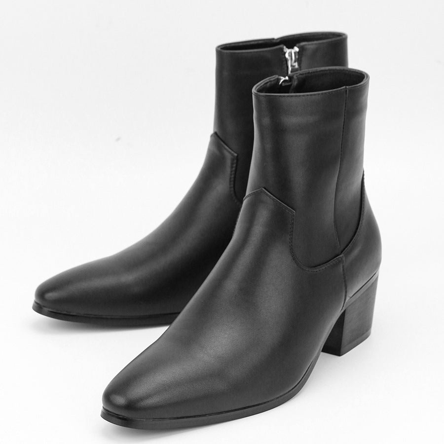 WildKing Men's Gentleman High Heel Elastic Chelsea Boots B7015