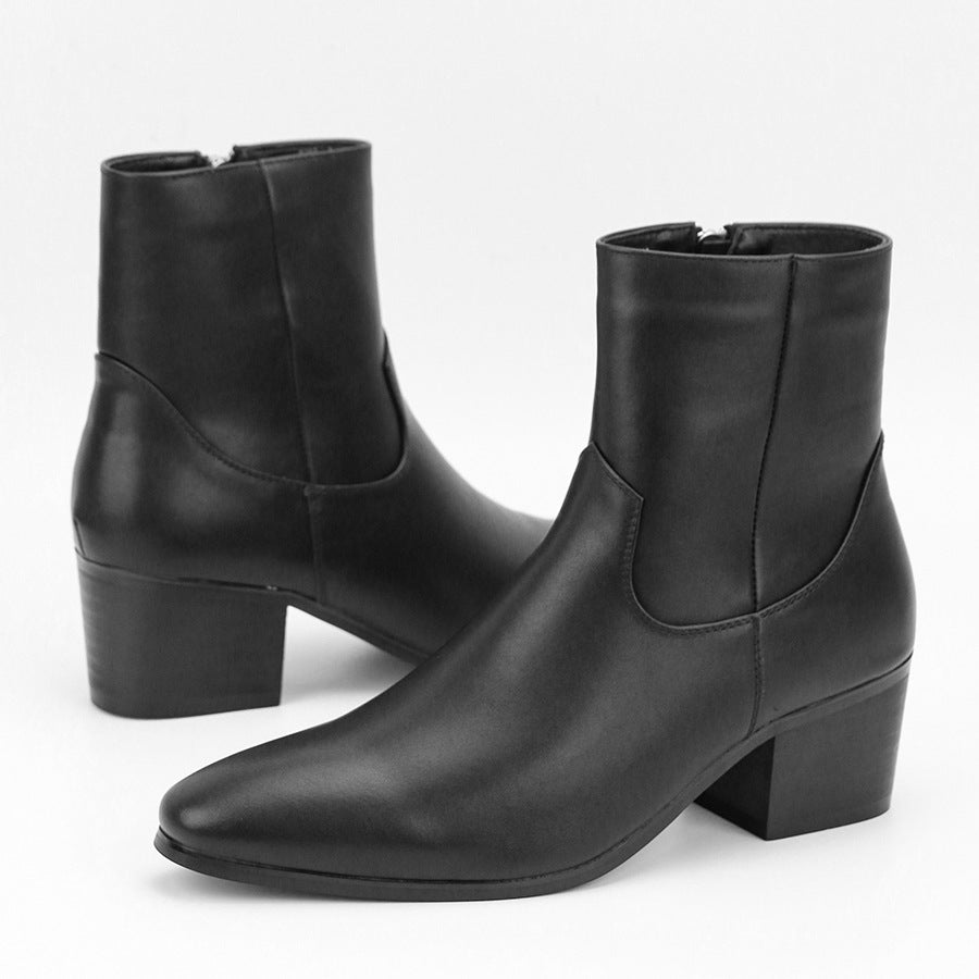 WildKing Men's Gentleman High Heel Elastic Chelsea Boots B7015