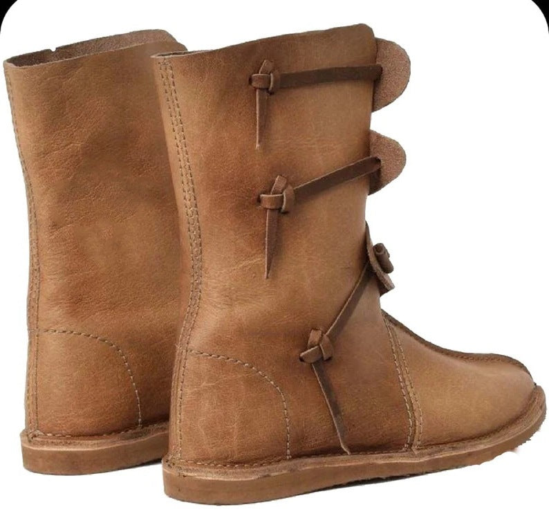 WildKing Men's Medieval Viking Pirate Round Toe Boots 1879