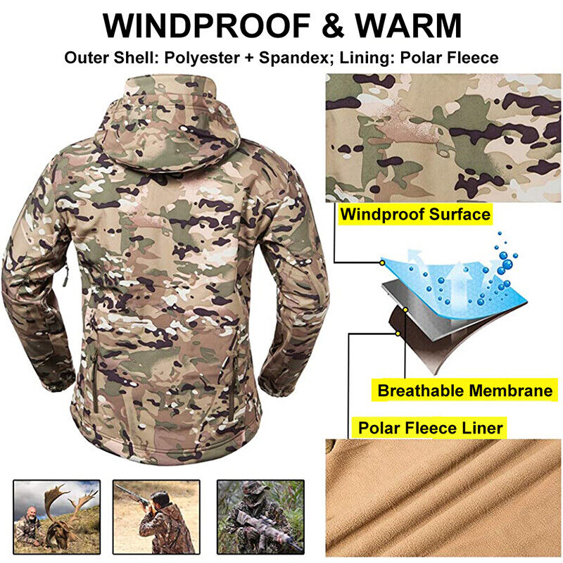 WildKing Men's Outdoor Hiking Hunting Fleece Tactical Python Camouflage Jacket