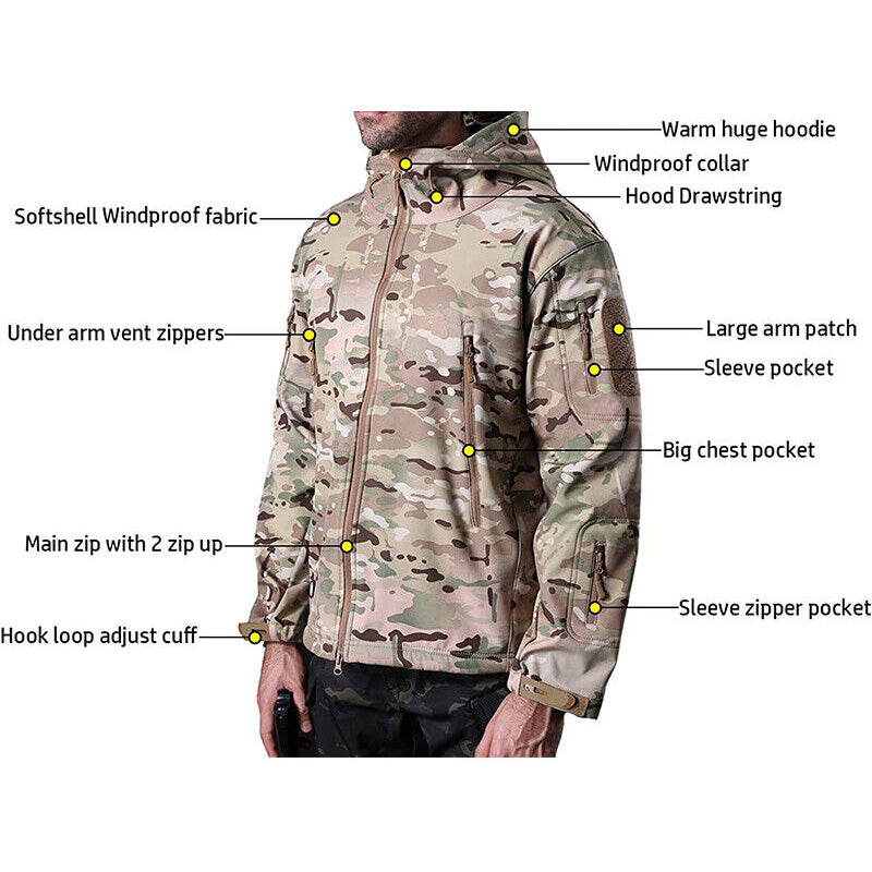WildKing Men's Outdoor Hiking Hunting Fleece Tactical Python Camouflage Jacket