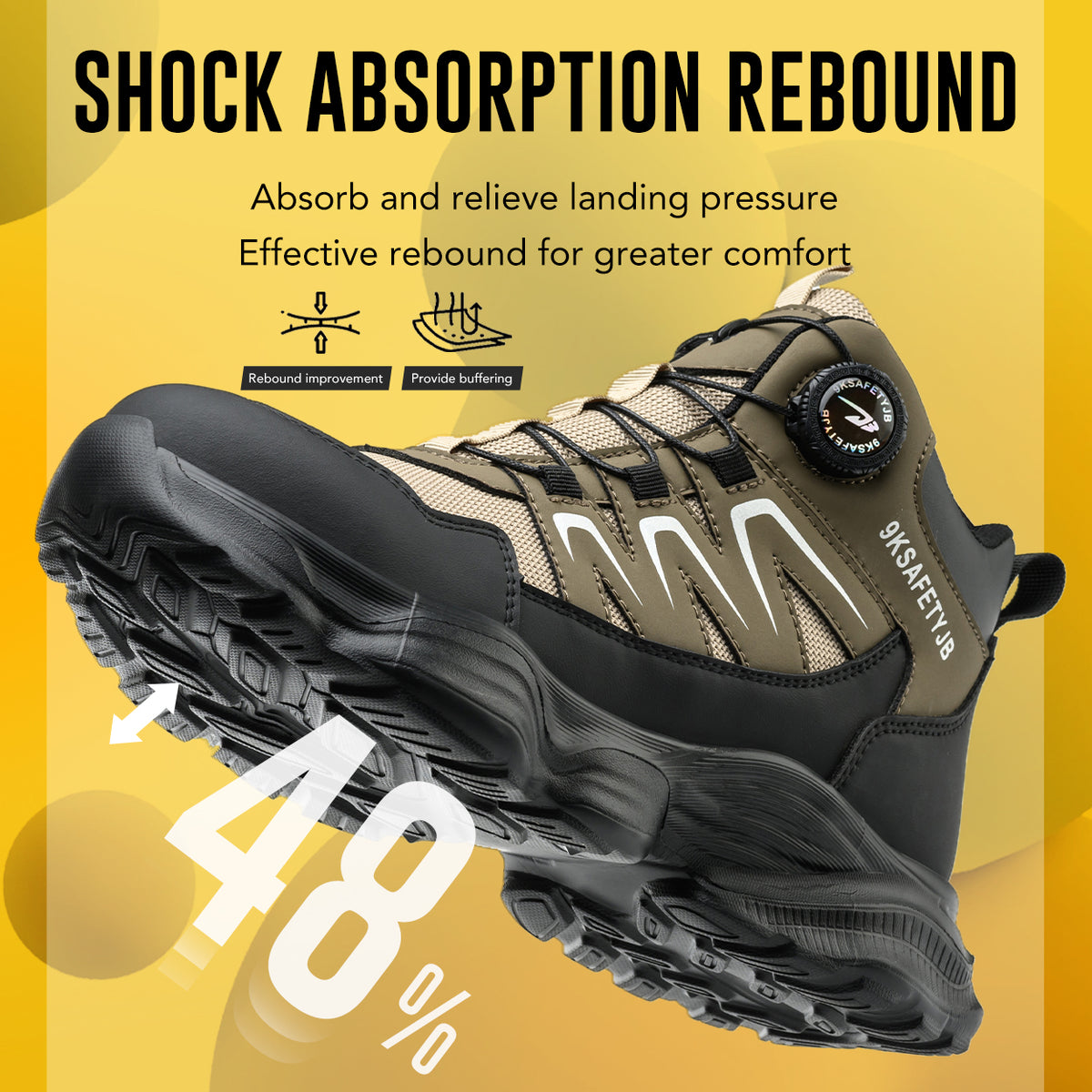 WildKing Men's Steel Toe Safety Boots with Dial Closure – Non-Slip Puncture-Resistant Work Boots R061