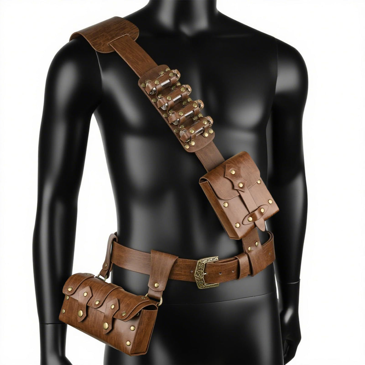 WildKing Vintage Medieval Alchemist Double Bottle Waist Pouch T15