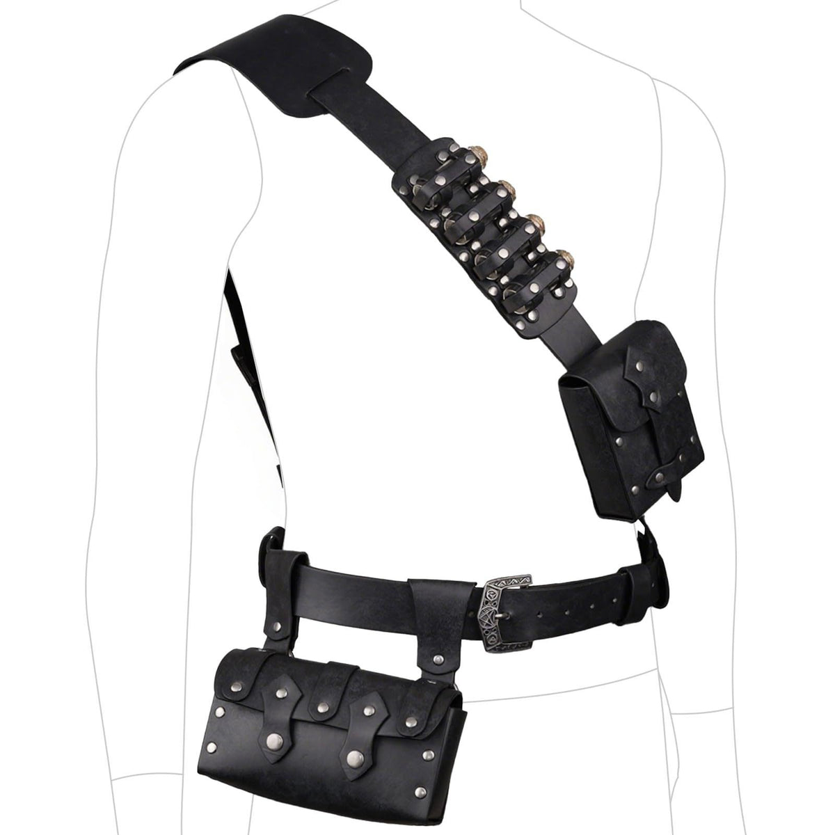 WildKing Vintage Medieval Alchemist Double Bottle Waist Pouch T15