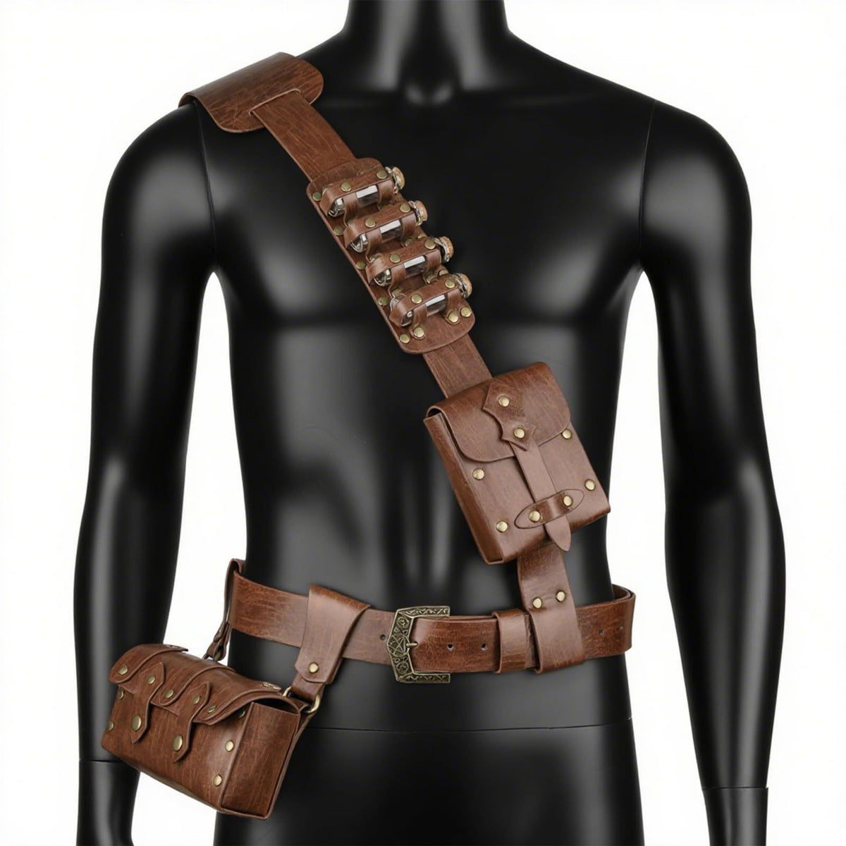 WildKing Vintage Medieval Alchemist Double Bottle Waist Pouch T15
