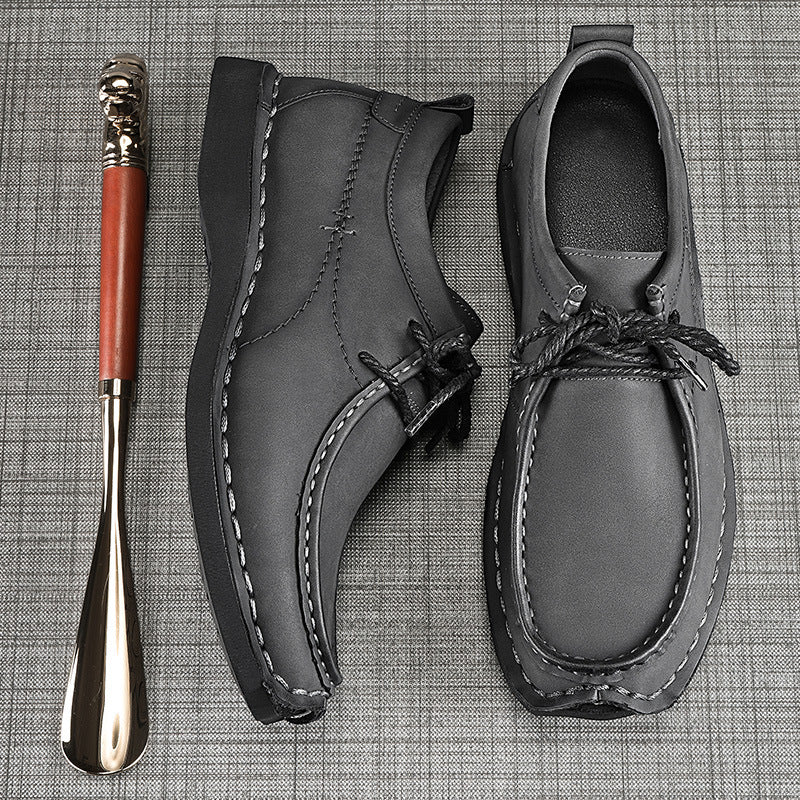 Wilding Men's elevated soft-soled non-slip lace-up casual leather loafers