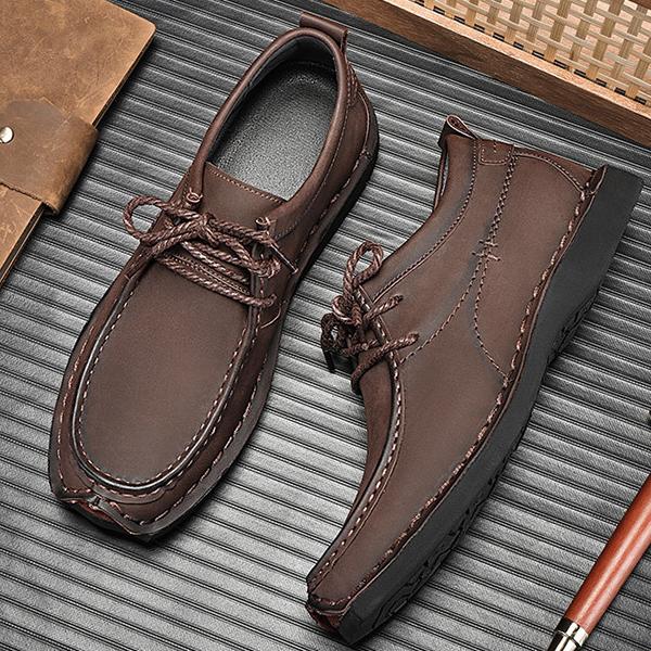 Wilding Men's elevated soft-soled non-slip lace-up casual leather loafers