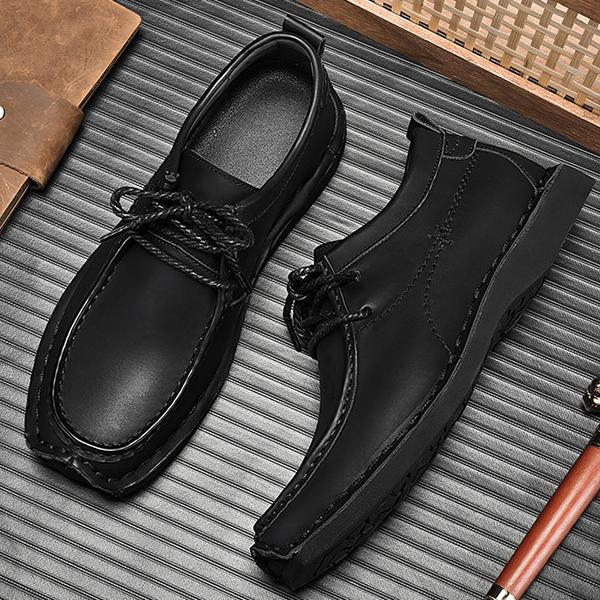 Wilding Men's elevated soft-soled non-slip lace-up casual leather loafers