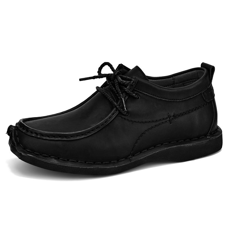 Wilding Men's elevated soft-soled non-slip lace-up casual leather loafers