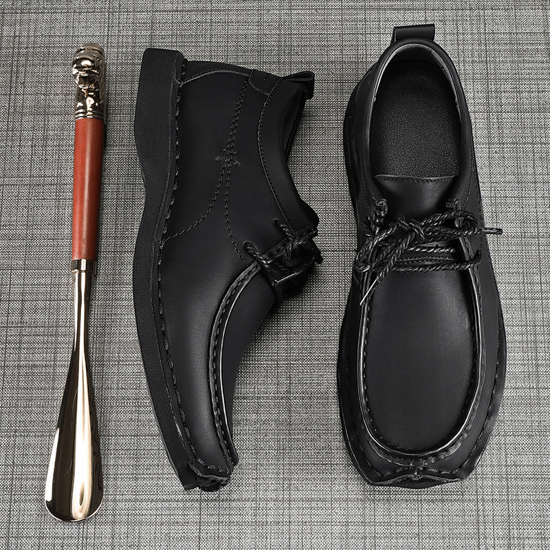 Wilding Men's elevated soft-soled non-slip lace-up casual leather loafers