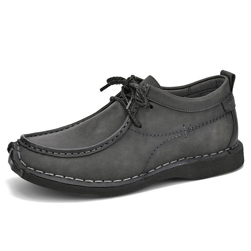 Wilding Men's elevated soft-soled non-slip lace-up casual leather loafers