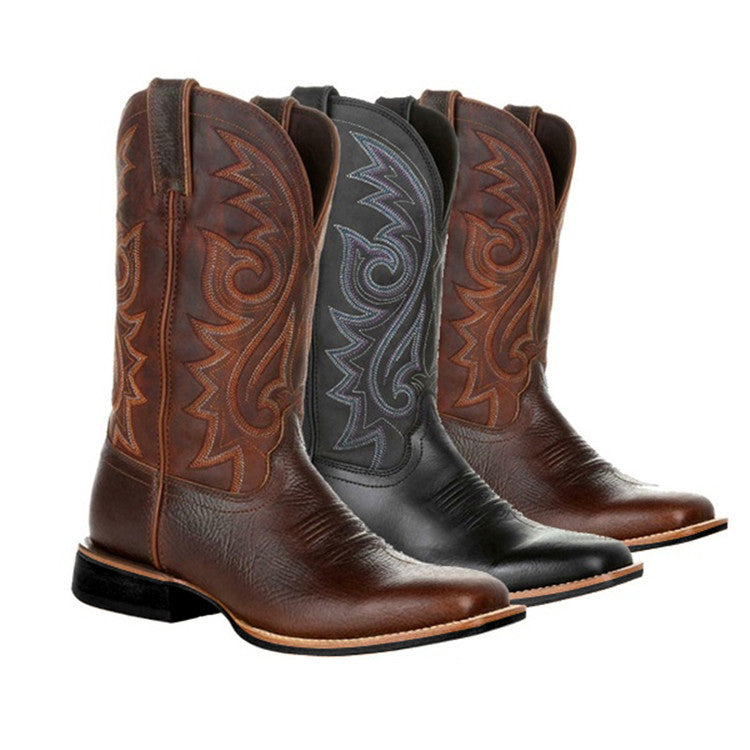 Wildking High-top Embroidered Retro Wide-Head Western Cowboy Boots 8802