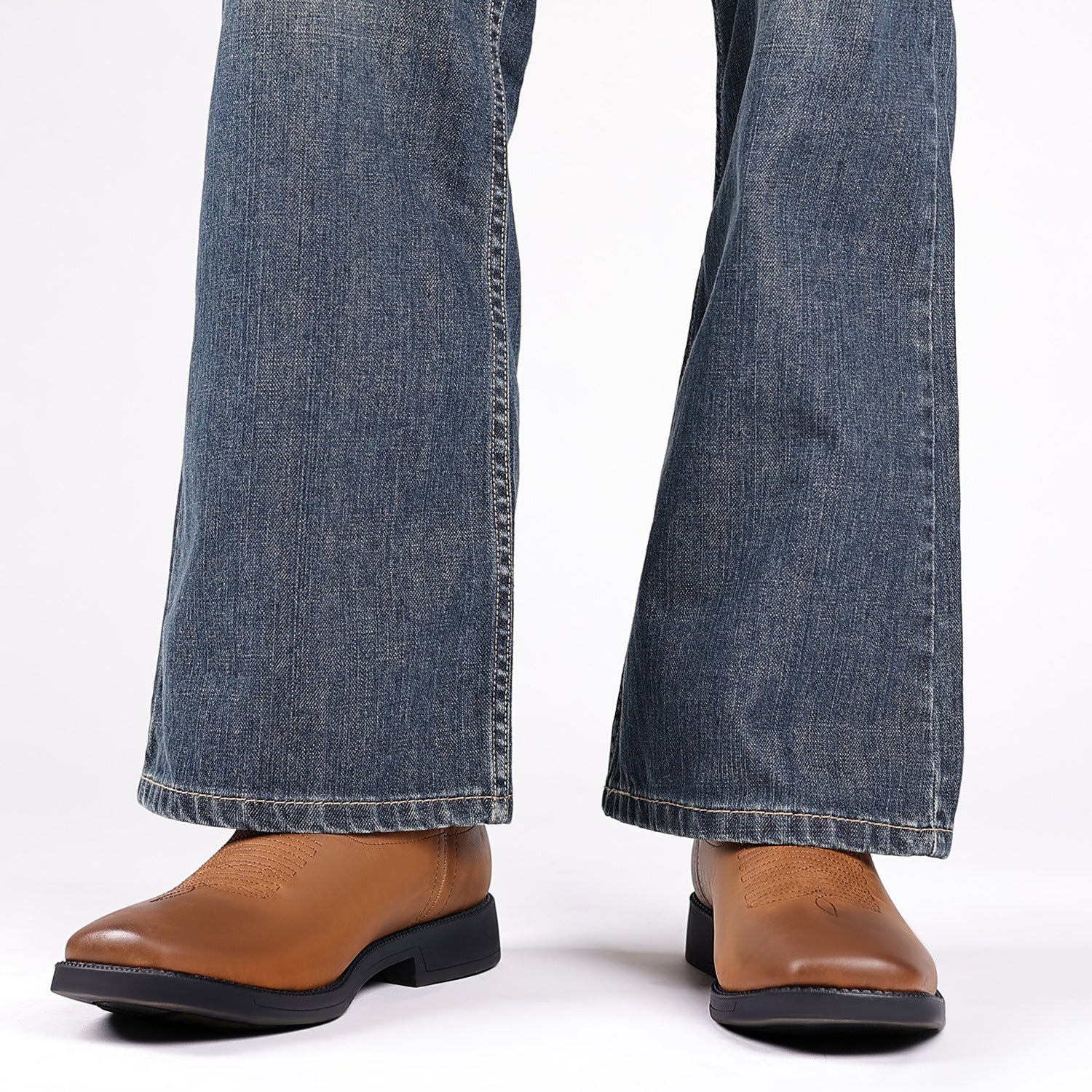 Wildking Men's American Flag Element Retro Wide-Toe Western Cowboy Boots 8702