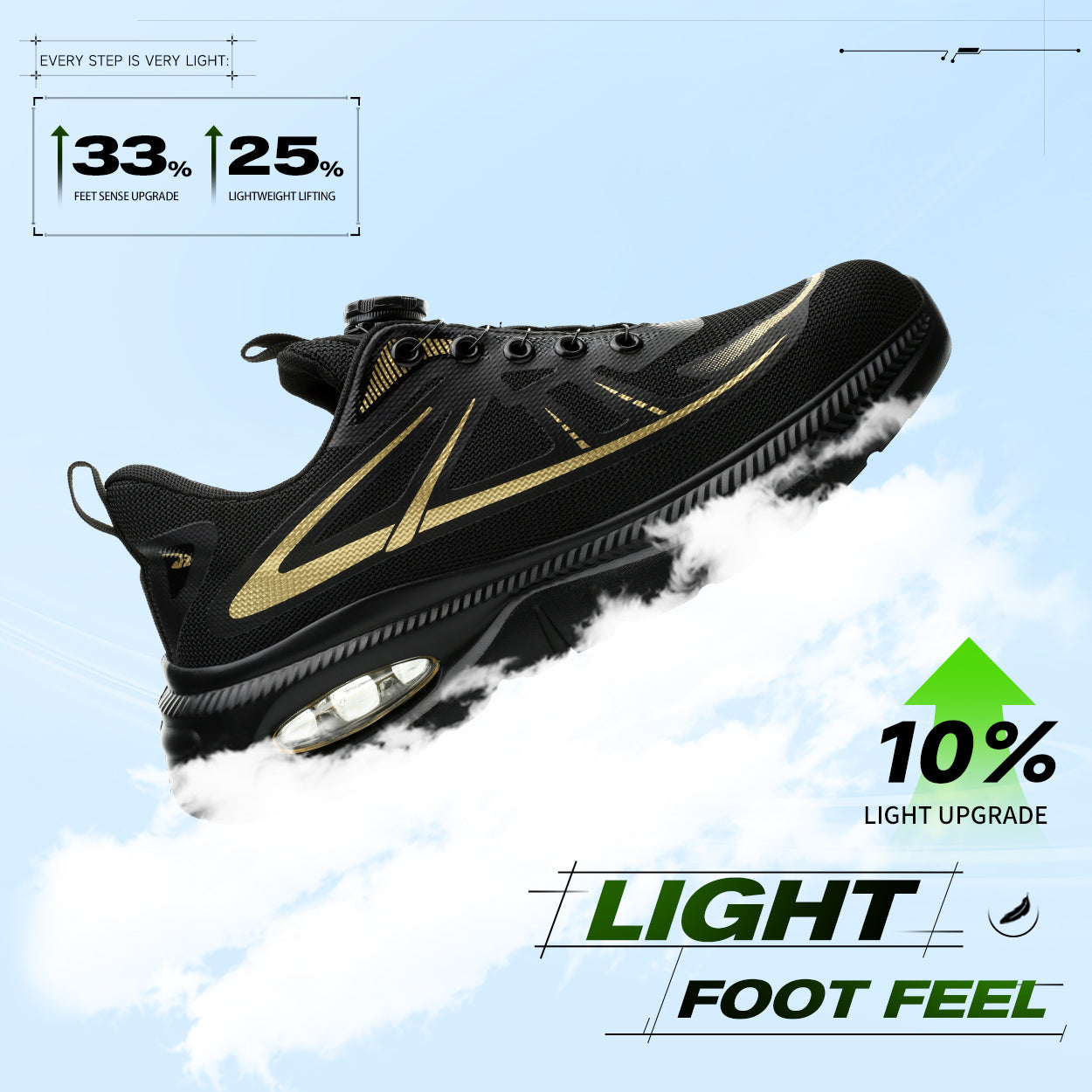 Wildking Men's Breathable Safety Shoes with Dial System – Slip-On Lightweight Work Shoes R054