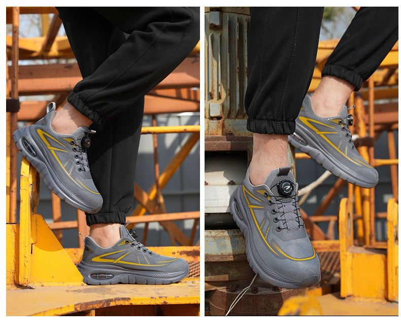 Wildking Men's Breathable Safety Shoes with Dial System – Slip-On Lightweight Work Shoes R054