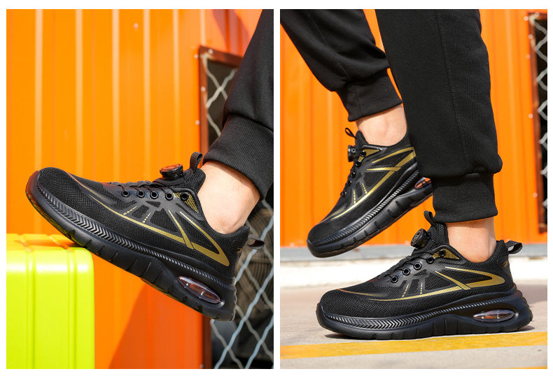 Wildking Men's Breathable Safety Shoes with Dial System – Slip-On Lightweight Work Shoes R054