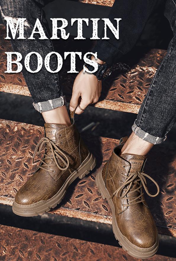 Wildking Men's British Retro Motorcycle Leather Work Boots