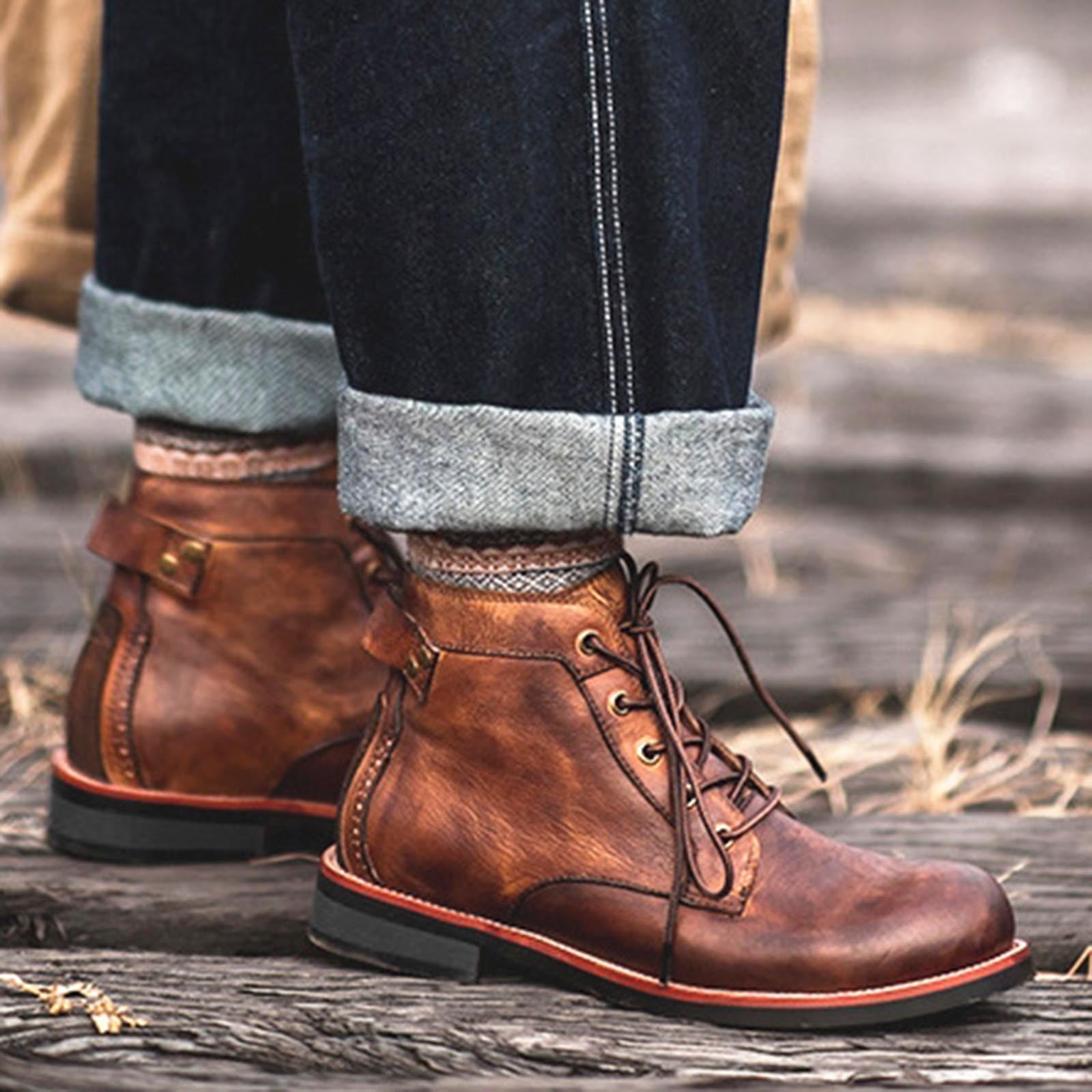 Wildking Men's Business Leather Formal Office Dress Shoes Western Cowboy Boots 6078