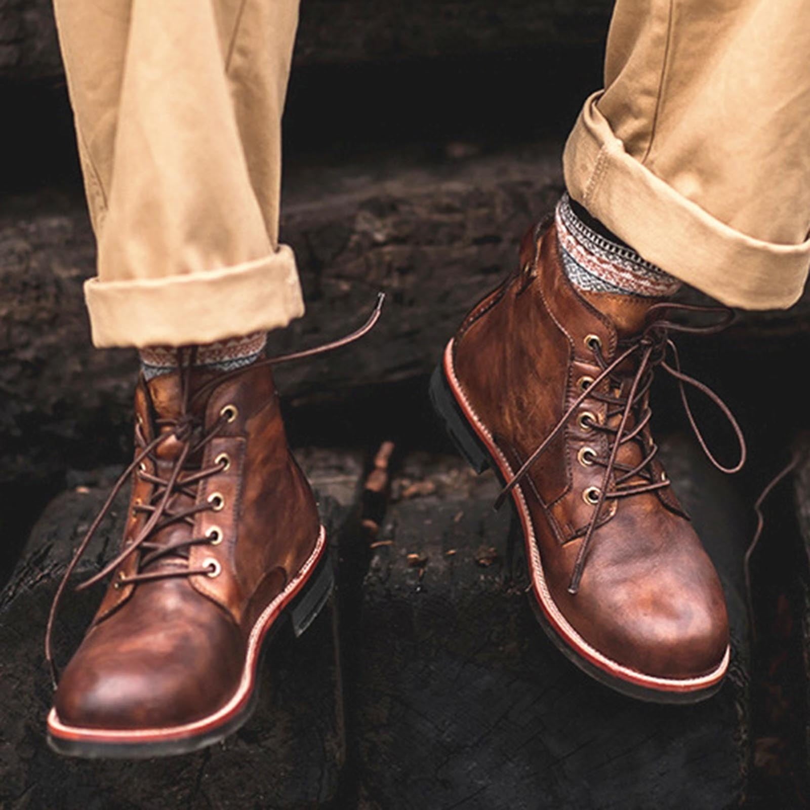 Wildking Men's Business Leather Formal Office Dress Shoes Western Cowboy Boots 6078