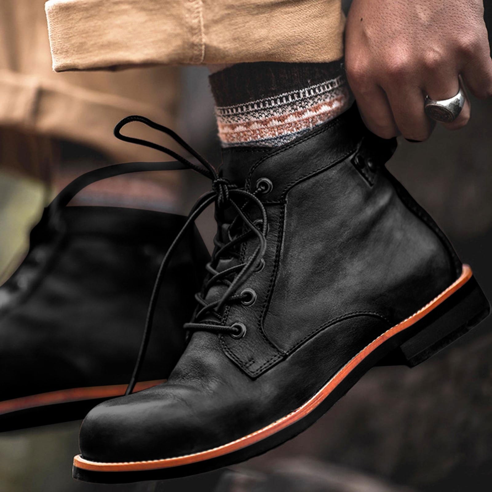 Wildking Men's Business Leather Formal Office Dress Shoes Western Cowboy Boots 6078