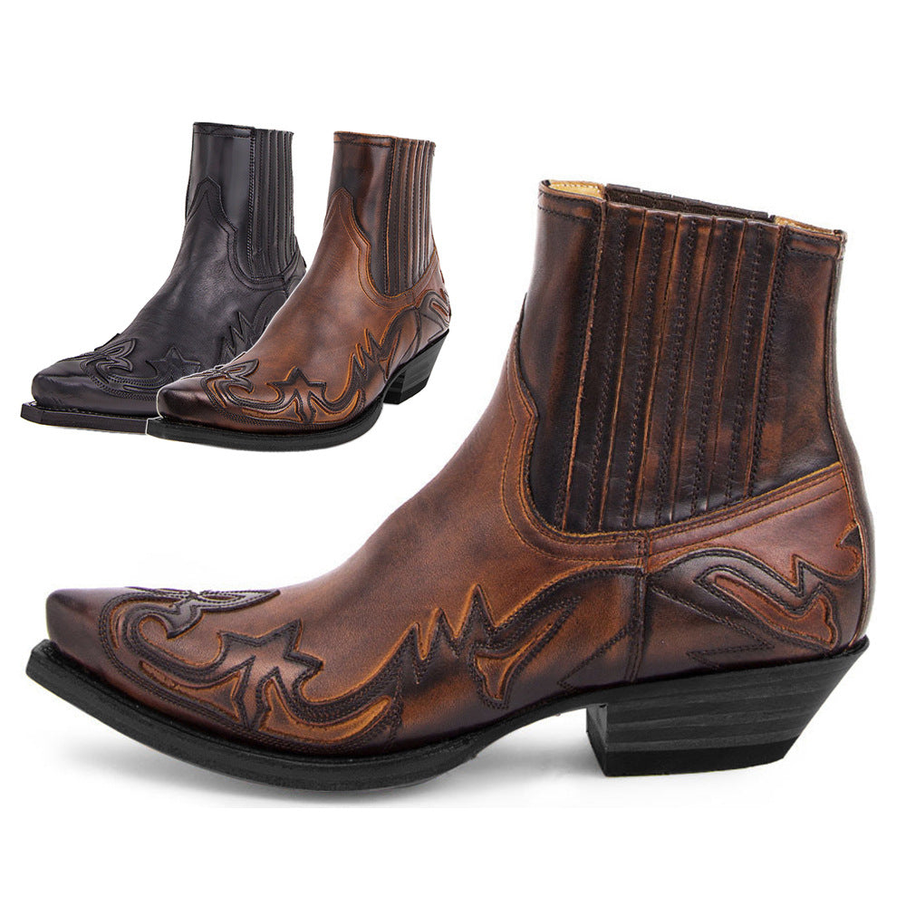 Wildking Men's Classic Embroidered Round Toe Western Cowboy Boots 9092