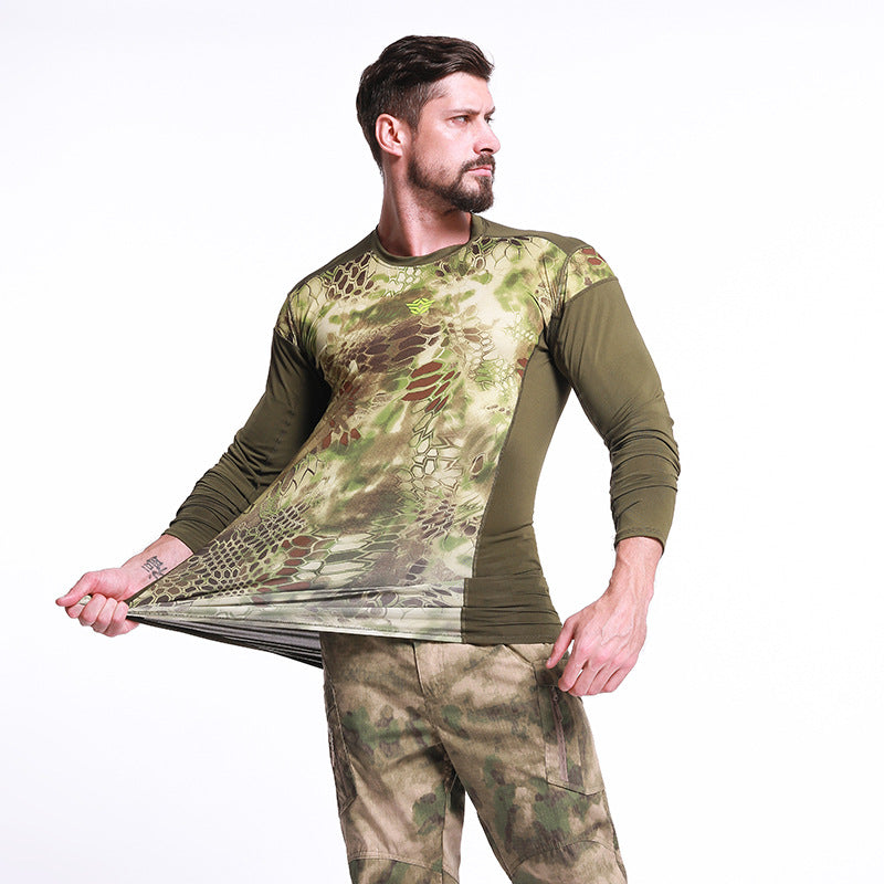 Wildking Men's Combat Long Sleeve Tactical Army Quick Dry Wicking Casual Camo T-Shirt