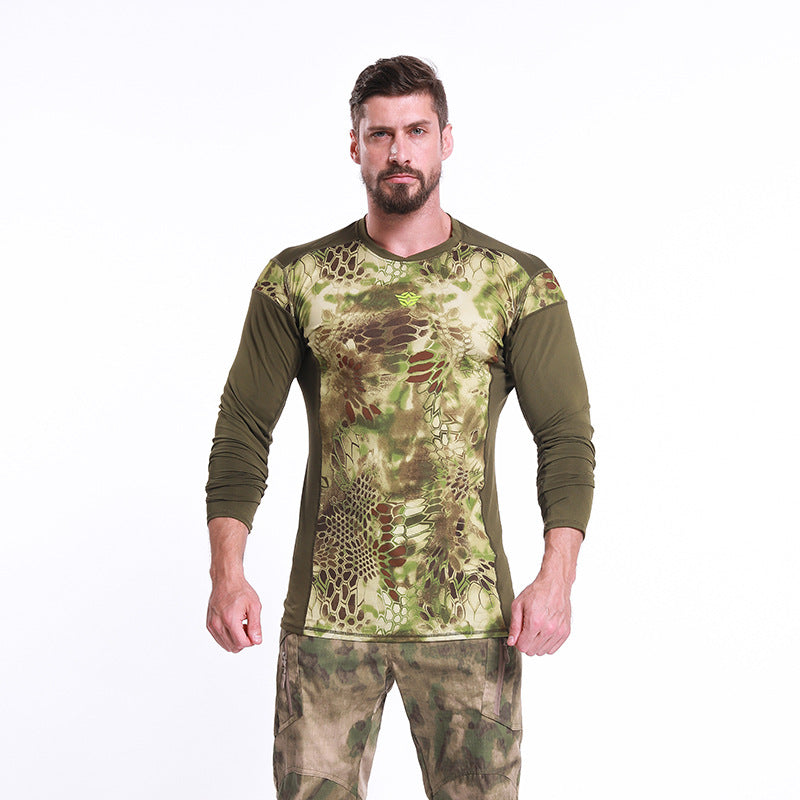 Wildking Men's Combat Long Sleeve Tactical Army Quick Dry Wicking Casual Camo T-Shirt