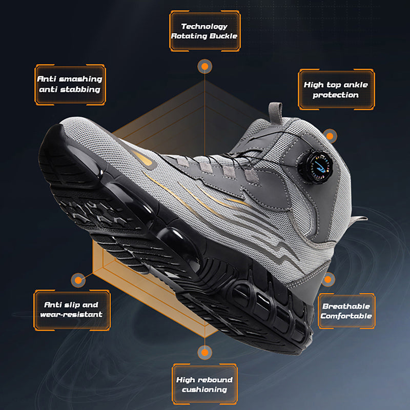 Wildking Men's High Top Dial Steel Toe Safety Boots – Puncture Resistant High Top Work Shoes R050