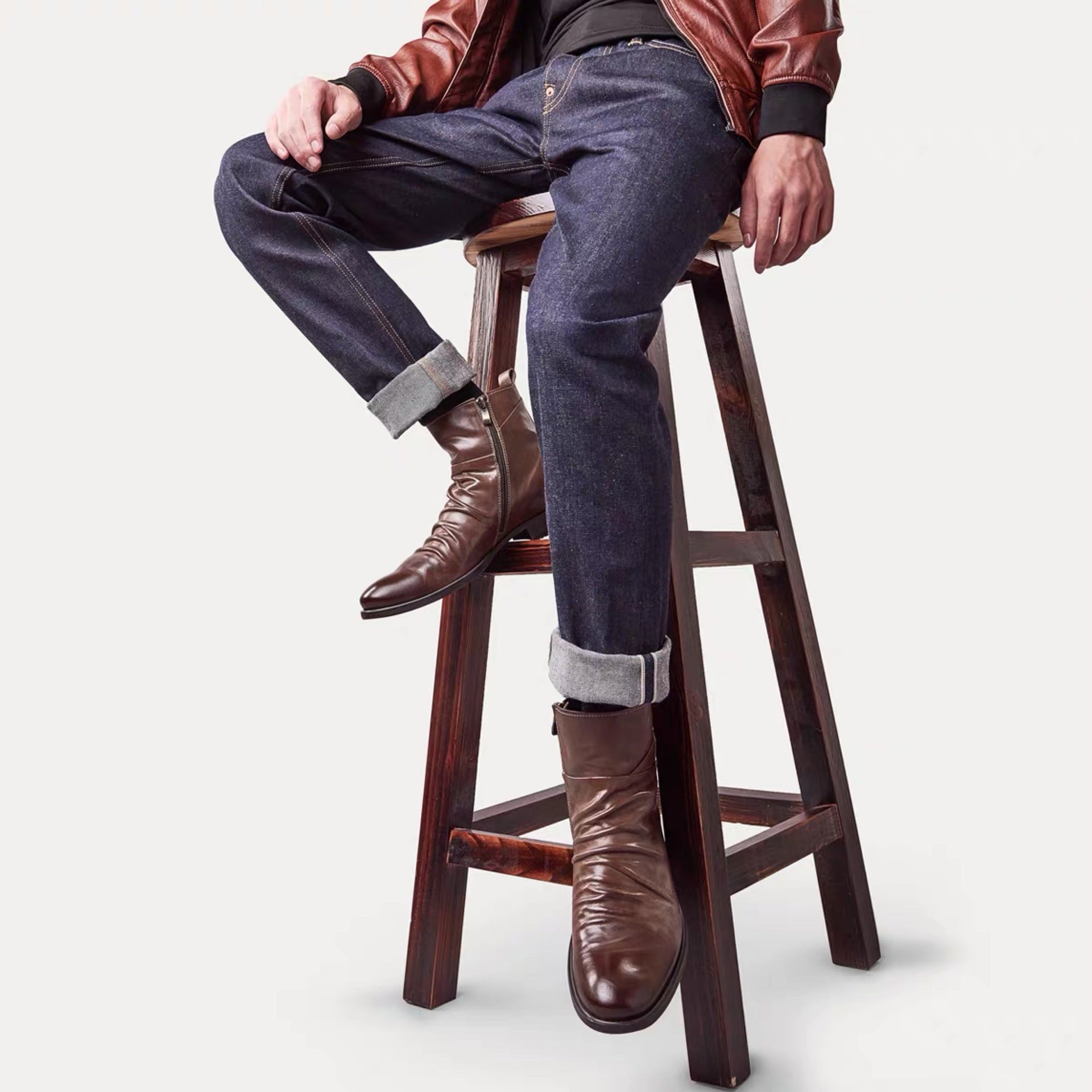 Wildking Men's Embroidered Side Zipper Leather Dress Knight Boots 4997