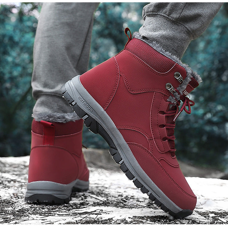 Wildking Men’s High-Top Thickened Fleece Waterproof Snow Boots C4245