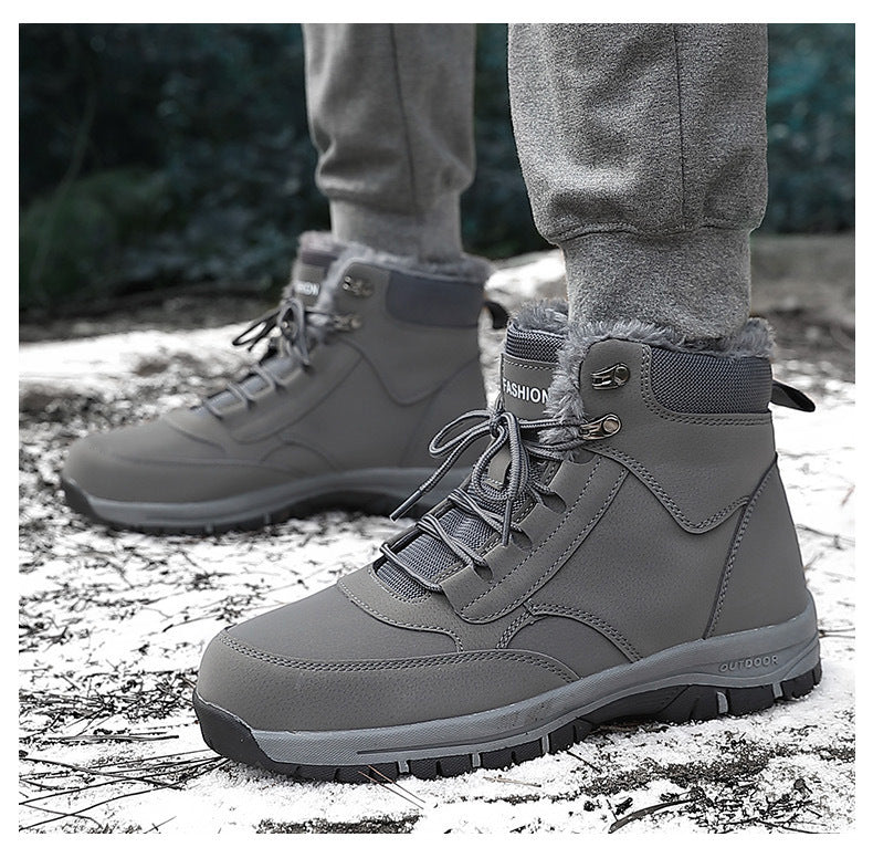 Wildking Men’s High-Top Thickened Fleece Waterproof Snow Boots C4245