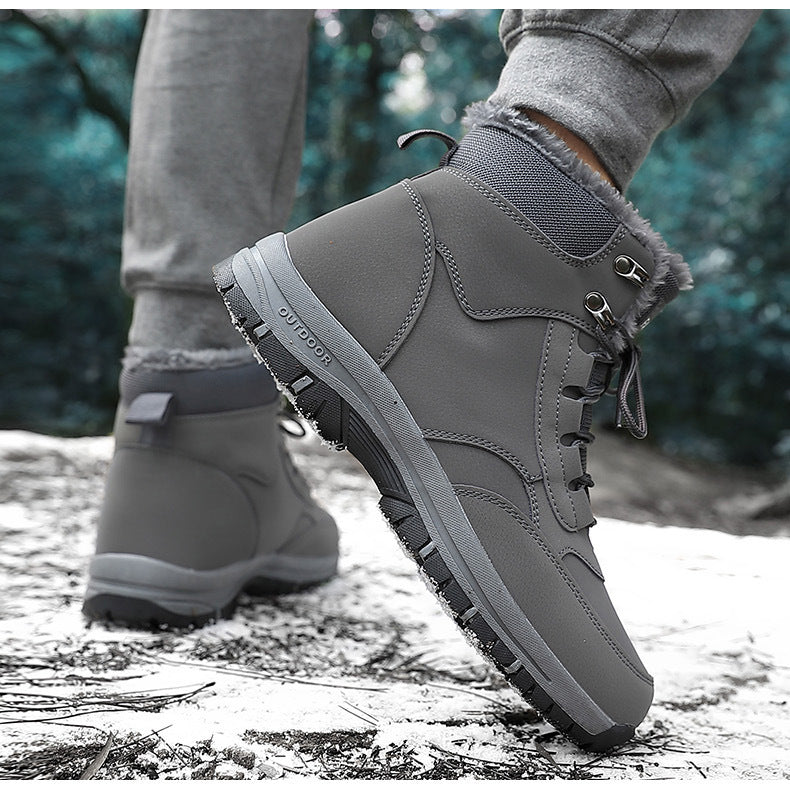 Wildking Men’s High-Top Thickened Fleece Waterproof Snow Boots C4245