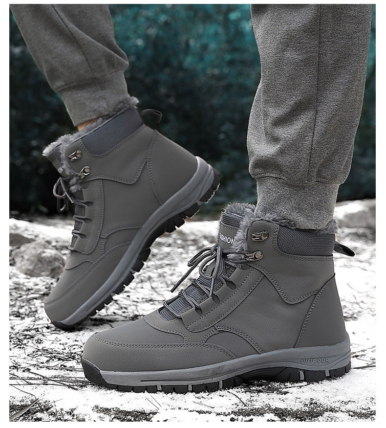 Wildking Men’s High-Top Thickened Fleece Waterproof Snow Boots C4245