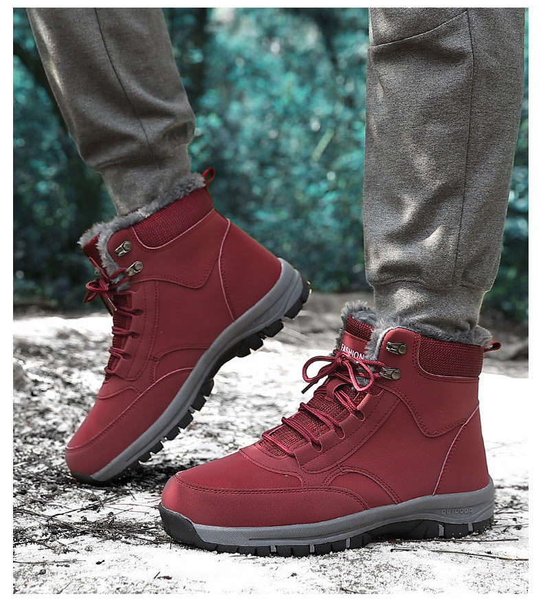 Wildking Men’s High-Top Thickened Fleece Waterproof Snow Boots C4245