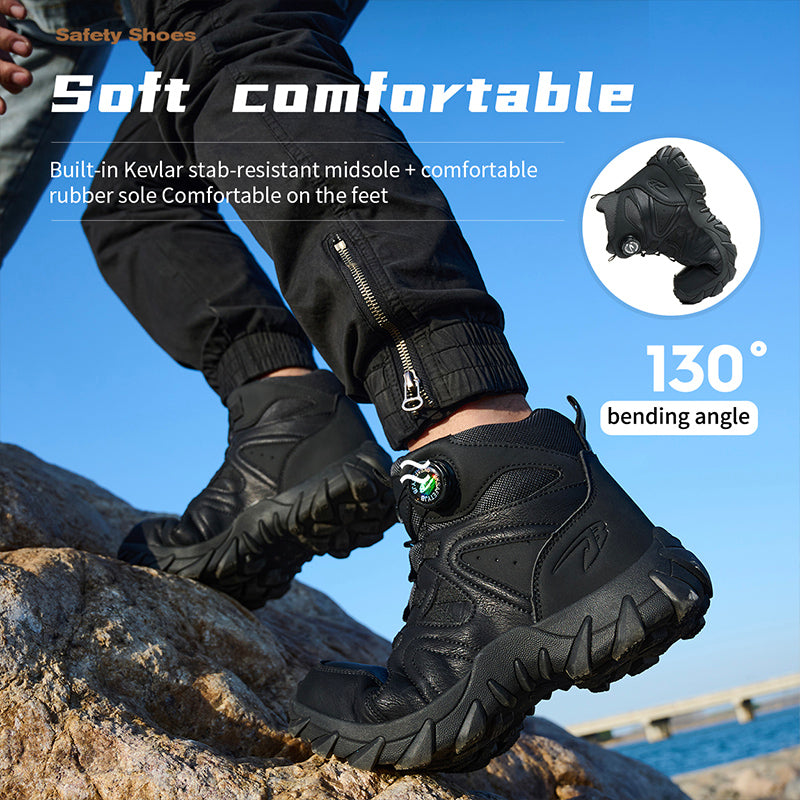 Wildking Men's High Top Steel Toe Safety Boots with Dial System – Puncture Resistant Work Boots R055