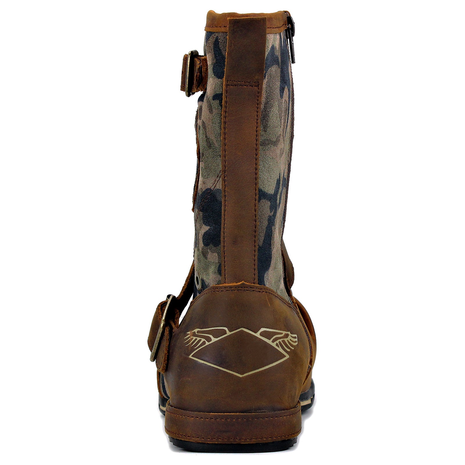 Wildking Men's High-Top Vintage Metal Buckle Round Toe Cowboy Boots 5008-2