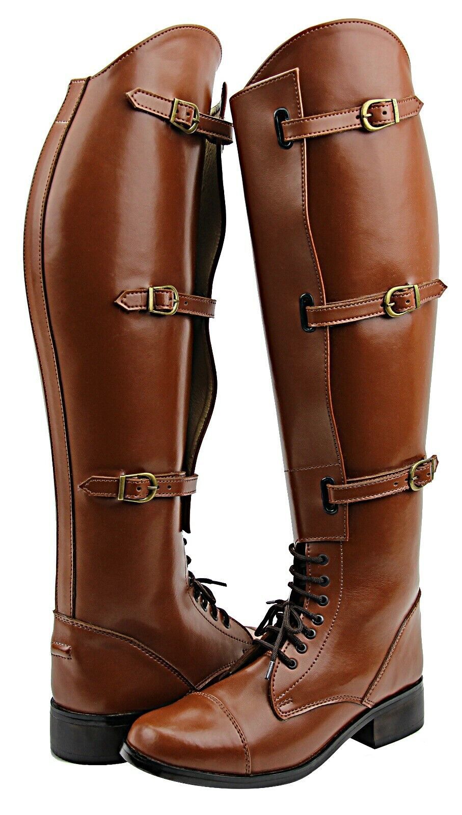 Wildking Men's Lace-Up Round Toe Square Heel Biker Boots B3011