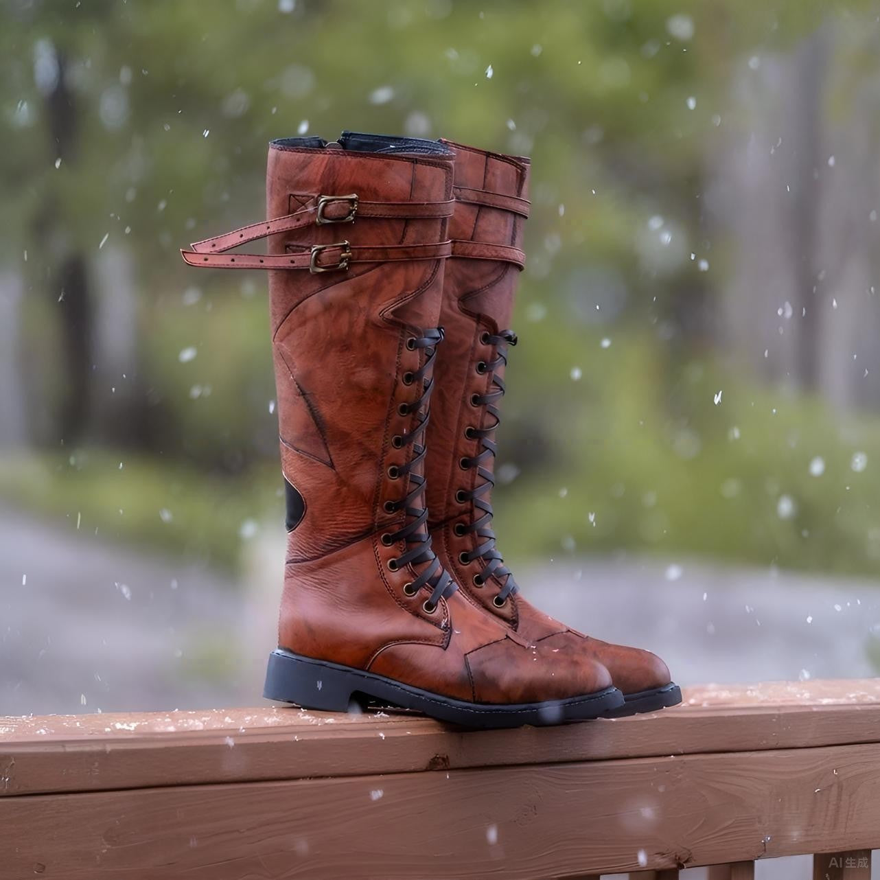 Wildking Men’s Lace-Up Side Zipper Tall Martin Boots – Plus Size Motorcycle Boots B1054