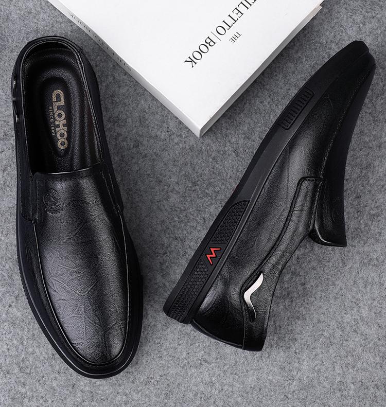 Wildking Men's Leather Business Casual Slip-On Leather Loafers 7.0