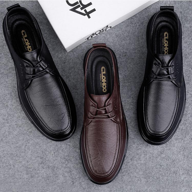 Wildking Men's Leather Business Casual Slip-On Leather Oxford Shoes 7.5