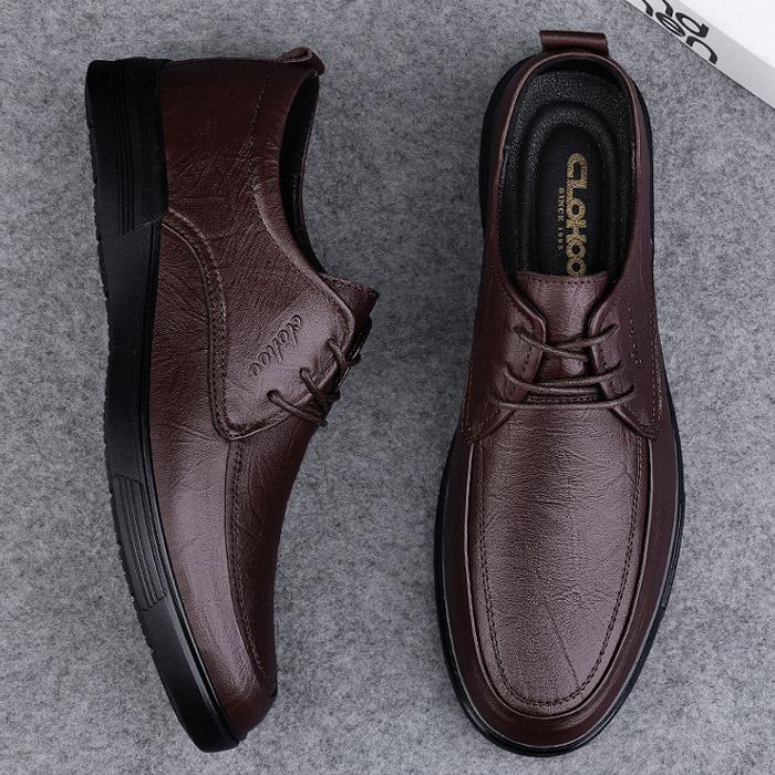 Wildking Men's Leather Business Casual Slip-On Leather Oxford Shoes 7.5