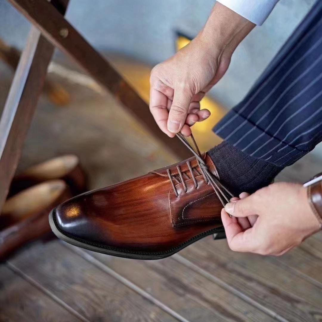 Wildking Men's Leather Formal Business Shoes Classic Lace-up Oxfords 5504